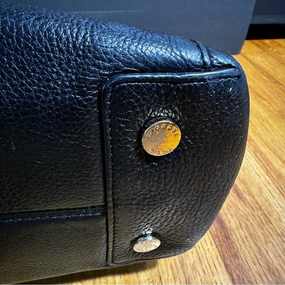 Michael Kors Soft  Black Leather Gold Metal Hardware Satchel Tote Handbag Purse - Picture 6 of 15